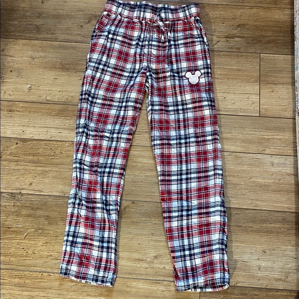 Authentic Disney Black/Red Plaid Pajama Pants adult Size Small Unisex